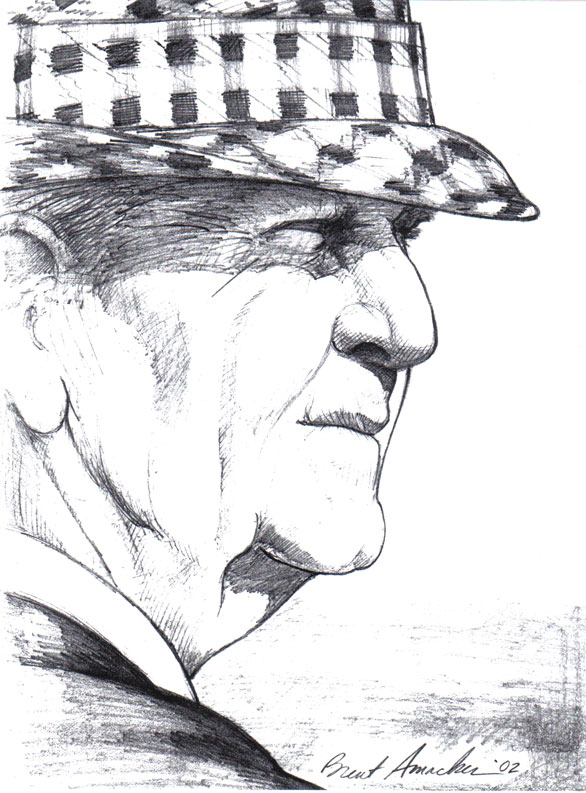 Bear Bryant Painting study in Ink by BRENT AMACKER
