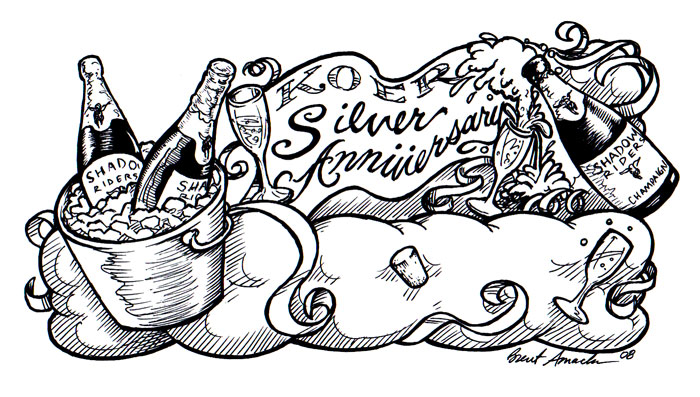 Silver Anniversary/Champagne float by Brent Amacker for Carnival Artists 